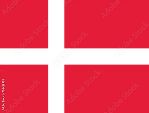 National flag of Denmark original size and colors vector illustration, Dannebrog with white Scandinavian cross, flag kings of Denmark has Nordic cross, Rigets flag