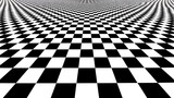 a black and white checkered floor with a white ceiling