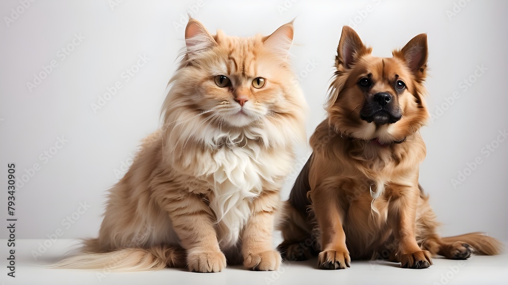 cat and dog in a group 