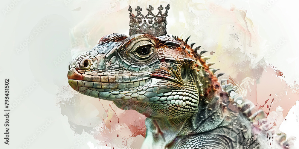 Regality: The Crowned Head and Proud Stance - Visualize a lizard with a ...