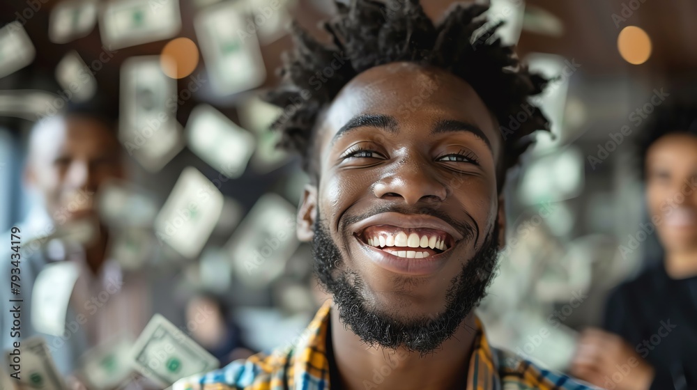 Capture Financial Independence and Validation, showing an individual receiving praise for financial success Capture Financial Independence and Validation, showing an individual receiving praise for financial success