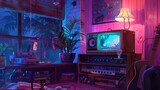 Relaxing Lofi Music: Vintage Radio Inspired Wallpaper for Chill and Cozy Atmosphere