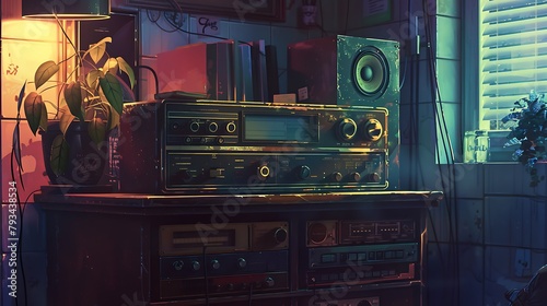 Laid-back Music Vibes: Retro Lofi Radio Wallpaper for Relaxation and Chill Ambiance photo