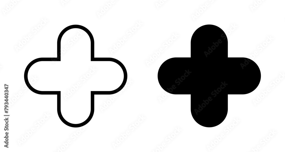 Plus Icon vector isolated on white background. Add plus icon. Addition sign. Medical Plus icon Plus Icon vector isolated on white background. Add plus icon. Addition sign. Medical Plus icon