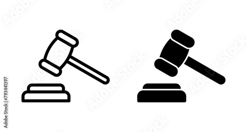 Gavel icon vector isolated on white background. Hammer icon vector. Judge Gavel Auction Icon Vector. Bid