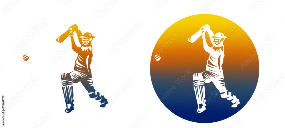 Batsman playing a cover drive, left handed batter cover drive in filled and empty background Batsman playing a cover drive, left handed batter cover drive in filled and empty background