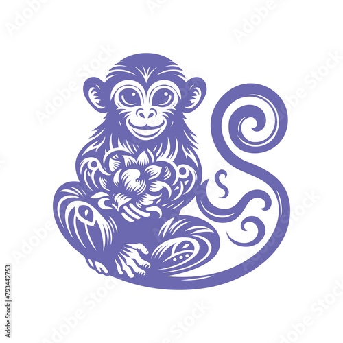 Blur adn White Illustration of Monkey 