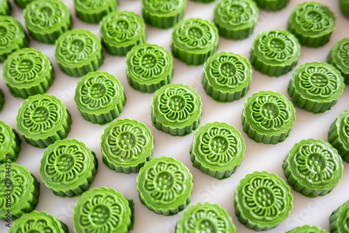 Fresh green gourmet pastry mugwort cake
