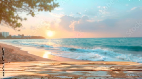 table wooden on sea beach