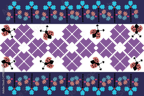 Abstract ethnic geometric pattern design for background or wallpaper.
Figure tribal embroidery. Indian, Scandinavian, Gypsy, Mexican, folk pattern.

