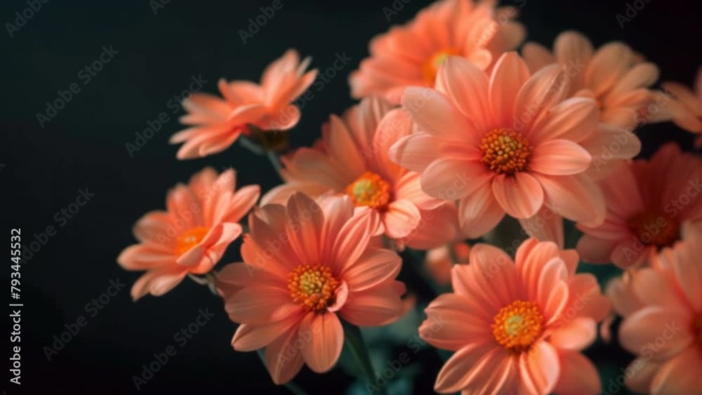Close-up of a bunch of flowers on a black background Close-up of a bunch of flowers on a black background