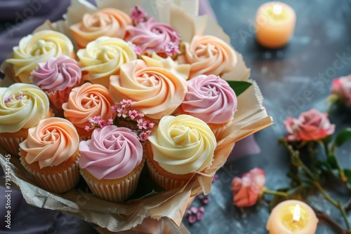 cupcake bouquet arrangement flower decorative candles