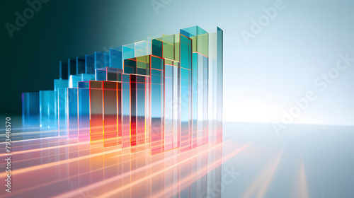 Digital technology refracted light over white wall and white table surface poster web page PPT background