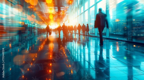 Urban rush: commuters in vibrant business corridor © Denys