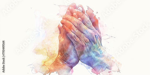 Prayer: The Hands Clasped and Eyes Closed - Picture hands clasped together and eyes closed in prayer, illustrating the act of seeking guidance or solace from a higher power. photo