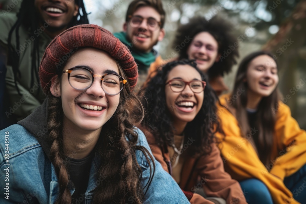 Group of happy friends having fun outdoors. Group of young people spending time together. Group of happy friends having fun outdoors. Group of young people spending time together.