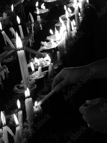 Candles being lit for Easter in the Philippines