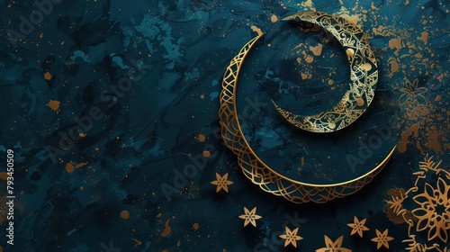 Moon and stars background with luxury gold color
