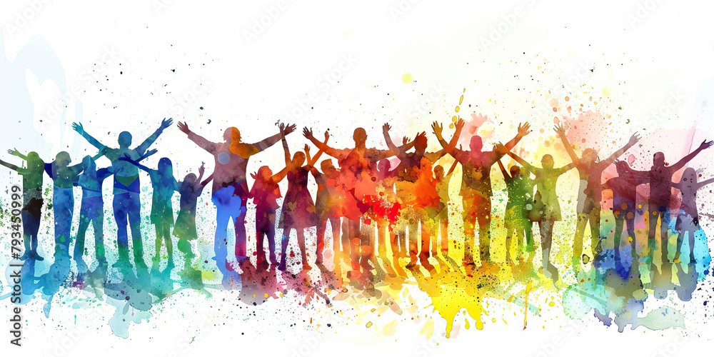 Community: The Gathering of People and Open Arms - Visualize a diverse group of people coming together with open arms, illustrating the sense of community found in religion Community: The Gathering of People and Open Arms - Visualize a diverse group of people coming together with open arms, illustrating the sense of community found in religion