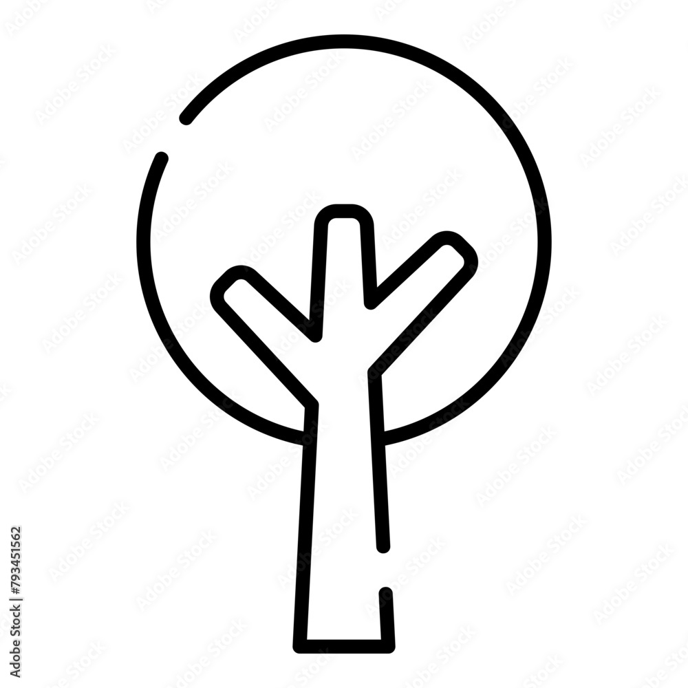 Obraz premium Tree black line icon