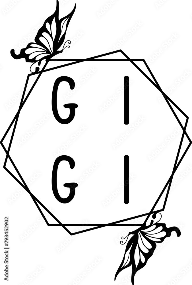 Gigi Floral Frame SVG, Gigi Butterflies Frame Svg, Gigi Svg, Gigi
