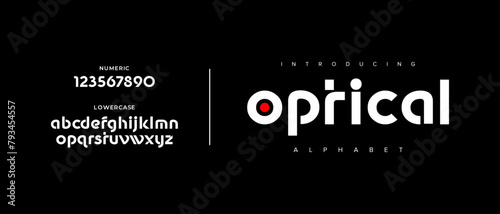 Creative optical simple modern urban alphabet font. Digital abstract futuristic, logo, music, sport, minimal technology typography. Simple numeric vector illustration