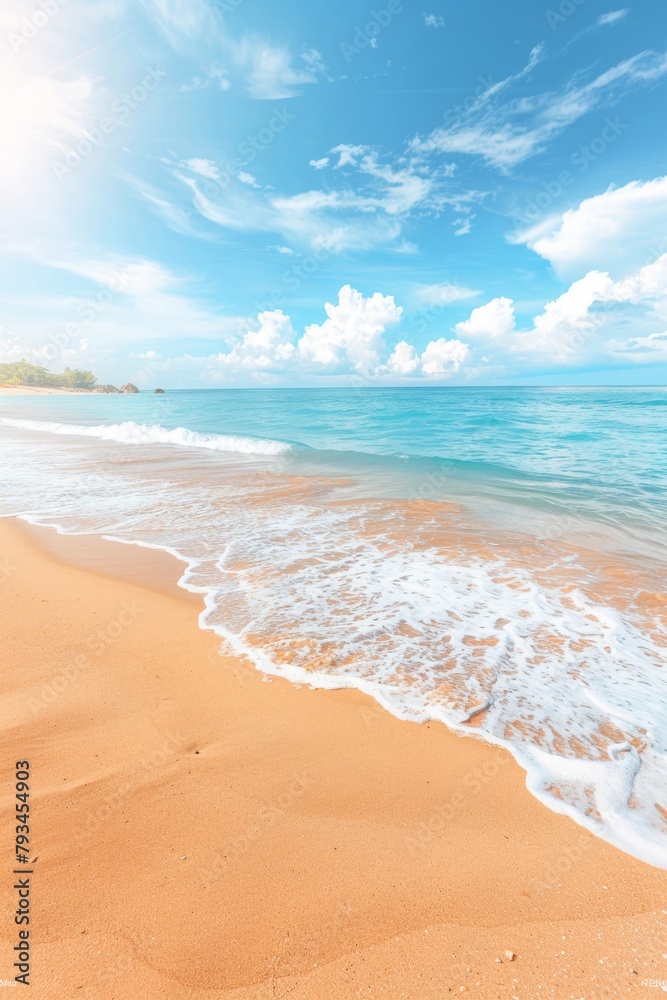 sandy beach against the backdrop of the blue sea