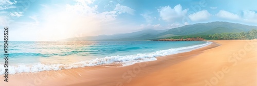 sandy beach against the backdrop of the blue sea