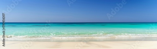 sandy beach against the backdrop of the blue sea © megavectors