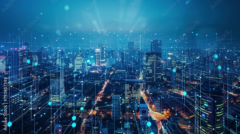 Fototapeta premium Urban Connectivity: Exploring the Interconnected Modern Metropolis
