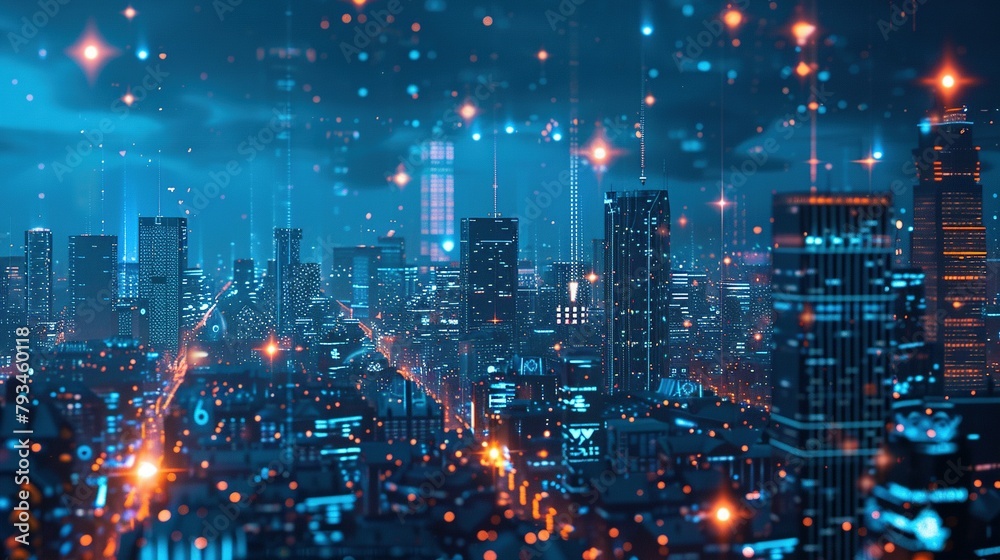 Fototapeta premium City of Tomorrow: Embracing IoT and 5G for Digital Transformation