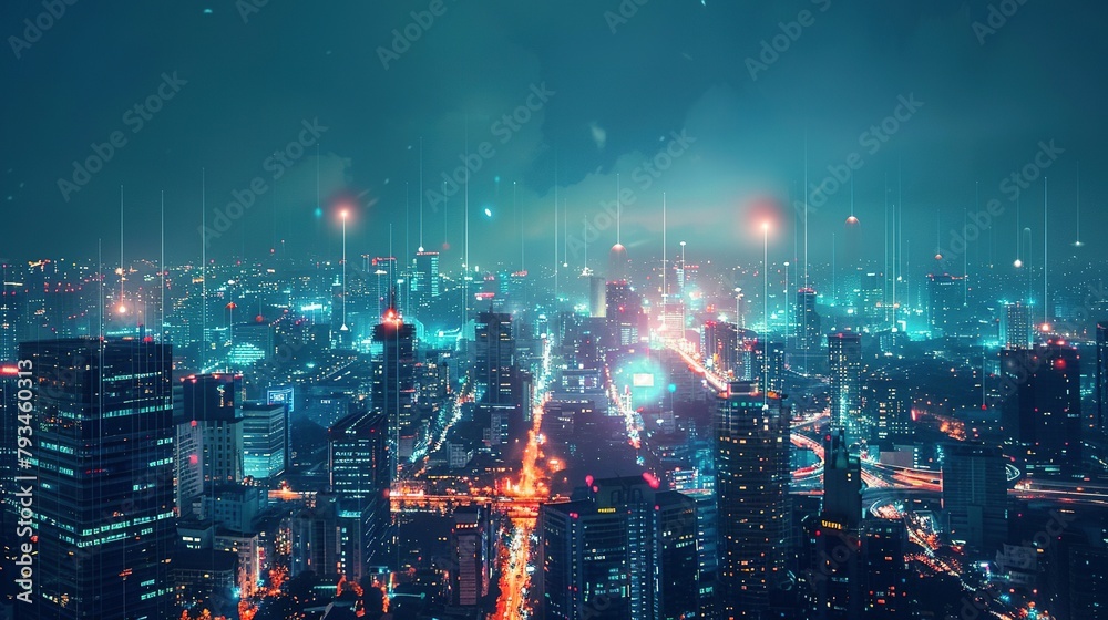 Obraz premium City of Tomorrow: Embracing IoT and 5G for Digital Transformation