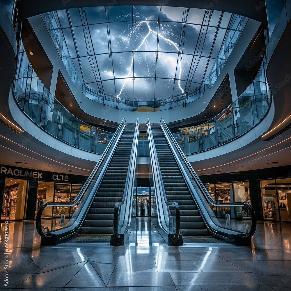 Fototapeta premium Shopping Safely: Mall with Detailed Lightning Evacuation Plans
