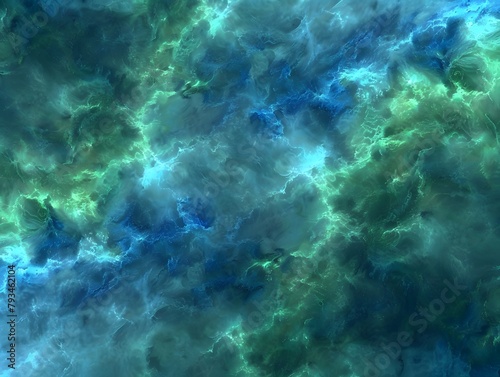 Underwater Dreamscape or Nebula, Abstract Blue and Green Swirls