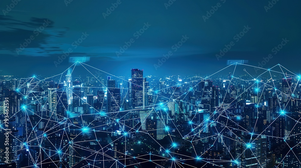 Fototapeta premium 5G Urban Symphony: Smart City Evolution in Digital Harmony