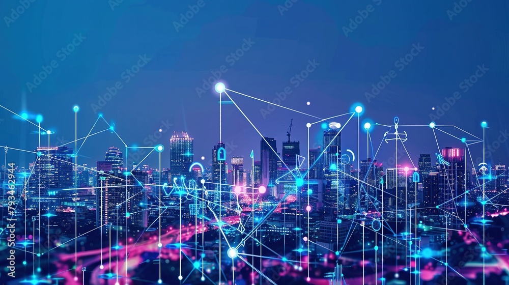 Fototapeta premium 5G Urban Symphony: Smart City Evolution in Digital Harmony