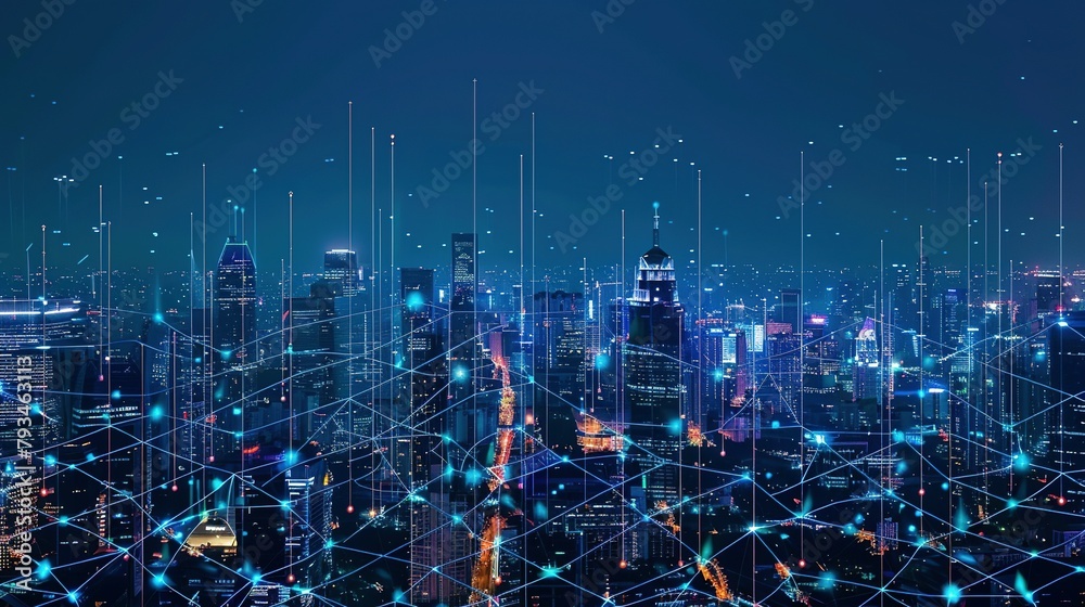 Fototapeta premium City of Tomorrow: Embracing IoT and 5G for Digital Transformation