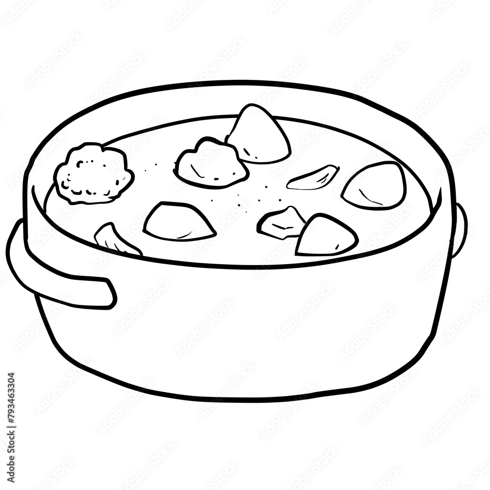 Simple and realistic stew line drawing Simple and realistic stew line drawing