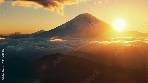 富士山と日の出の動画