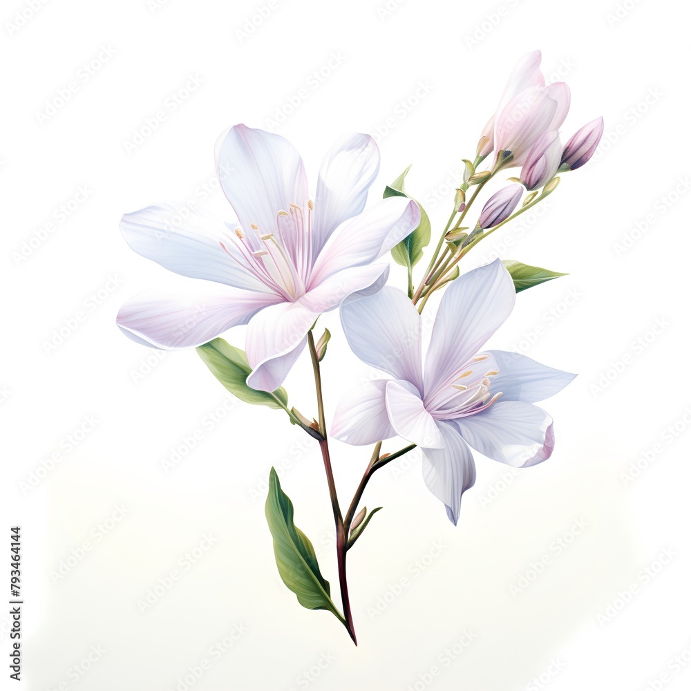 Magnolia flower bouquet isolated on white background. Vector illustration.