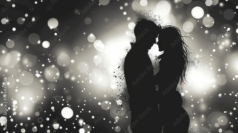 Silhouette Design of Couple Embracing In Love Silhouette Design of Couple Embracing In Love
