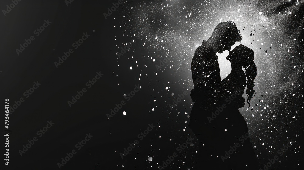 Silhouette Design of Couple Embracing In Love Silhouette Design of Couple Embracing In Love