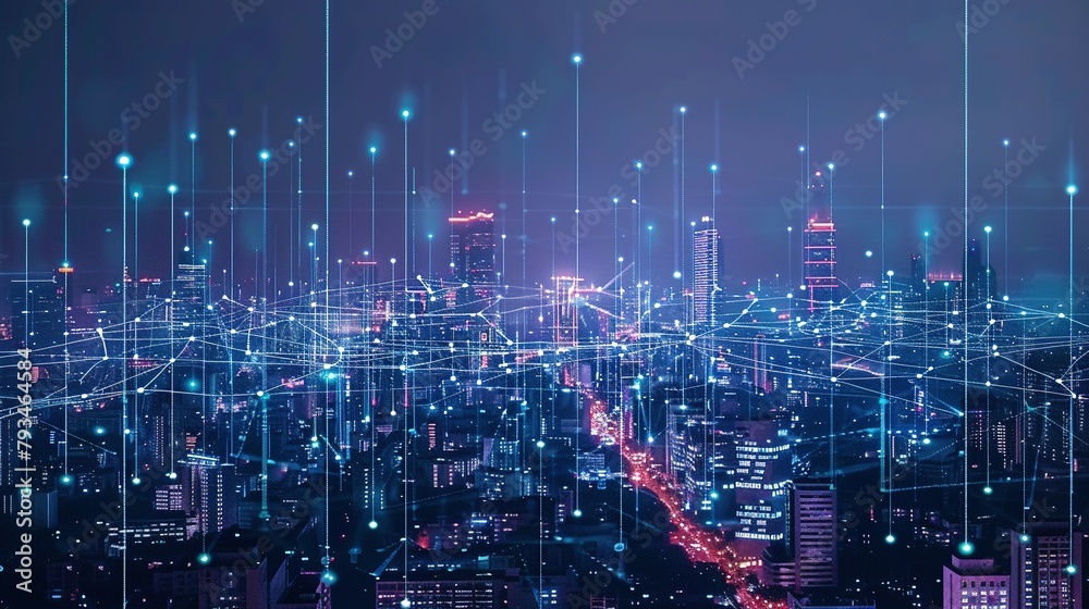 Obraz premium The Wired Metropolis: Exploring the Smart City's Communication Nexus