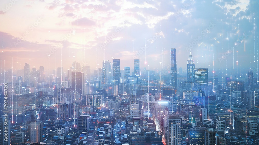 Fototapeta premium The Wired Metropolis: Exploring the Smart City's Communication Nexus