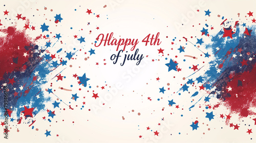 Colorful Painted American Flag Banner for July 1st Celebration, Happy Independence Day Art, Festive Patriotic Decorations - Generative AI