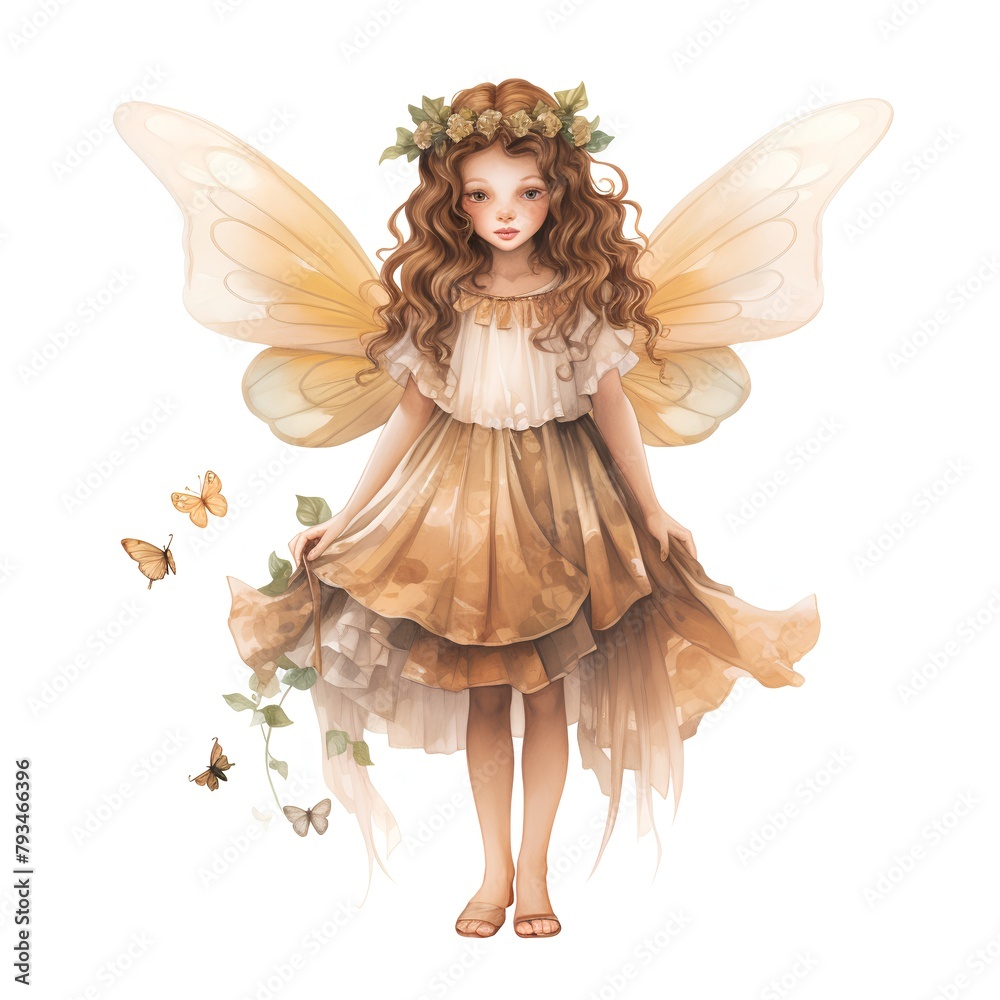 Fairy girl with butterflies isolated on white background. Watercolor illustration. Fairy girl with butterflies isolated on white background. Watercolor illustration.