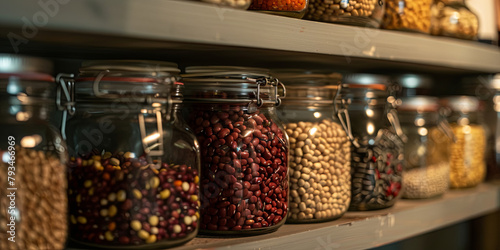 jars of beans and legumes in the kitchen, generative AI