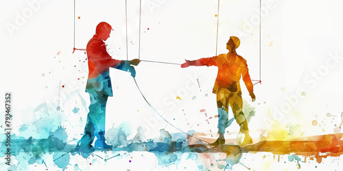 Dependency: The Puppet and String-Pulling Puppeteer - Imagine a puppet on strings being controlled by a string-pulling puppeteer, illustrating the dependency of followers on cult leaders