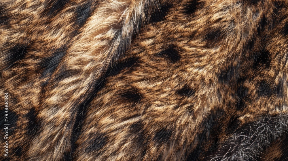 Close-up of textured animal fur with distinctive striped and spotted patterns