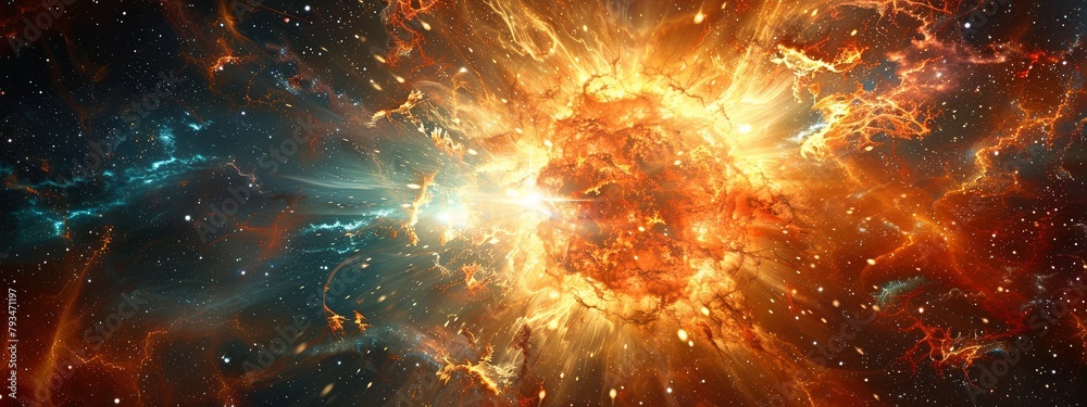 Abstract  wallpaper of space explosion amidst stars,